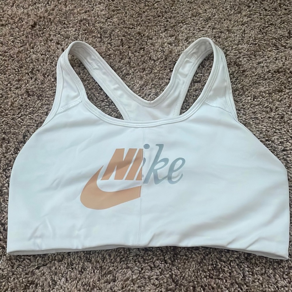White and Gold Nike Racerback Sports Bra